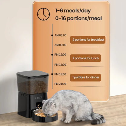 Button-Controlled Smart Automatic Cat Feeder for Kibble for Cats and Dogs.