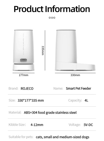 4L Automatic Cat Feeder for Dry Food for Cats and Dogs.