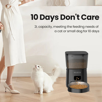 Button-Controlled Smart Automatic Cat Feeder for Kibble for Cats and Dogs.