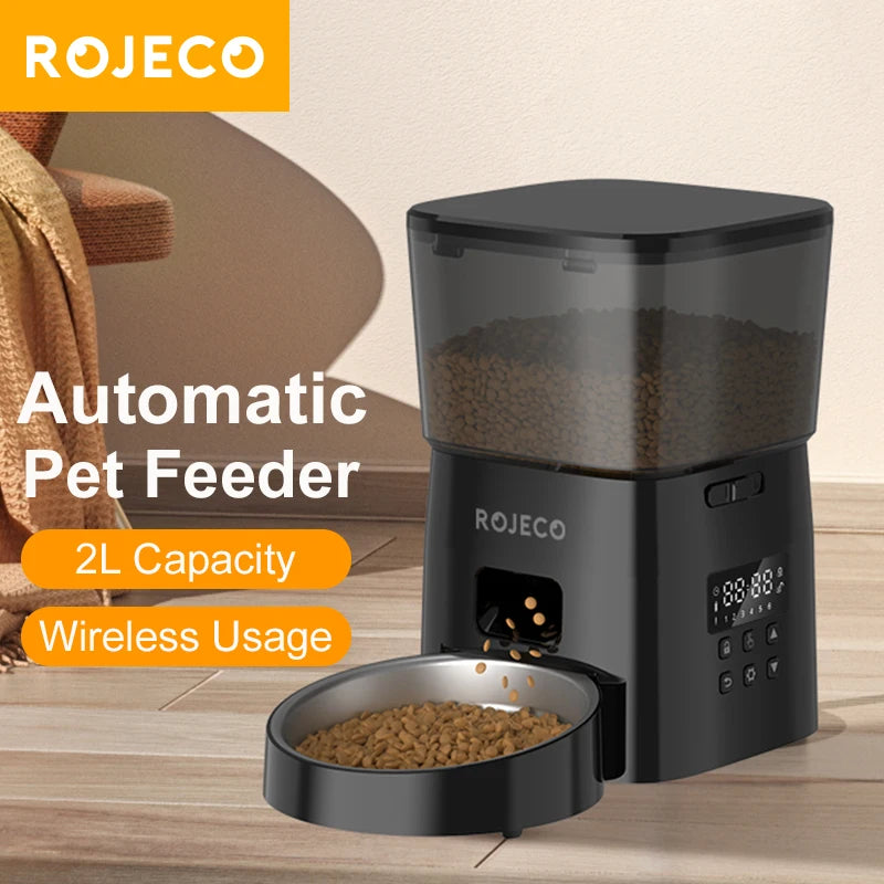 Button-Controlled Smart Automatic Cat Feeder for Kibble for Cats and Dogs.