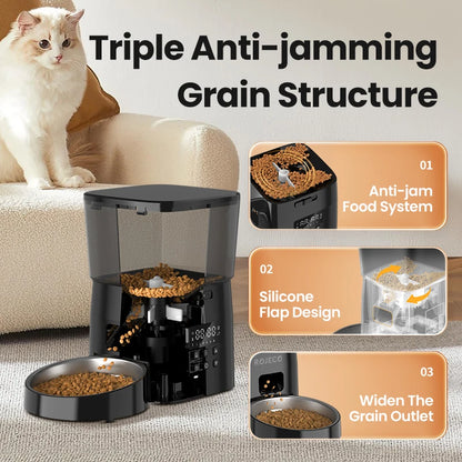 Button-Controlled Smart Automatic Cat Feeder for Kibble for Cats and Dogs.