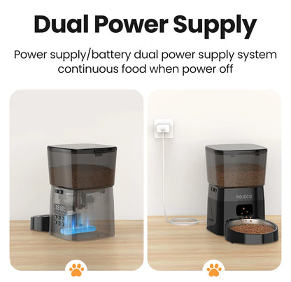 Button-Controlled Smart Automatic Cat Feeder for Kibble for Cats and Dogs.