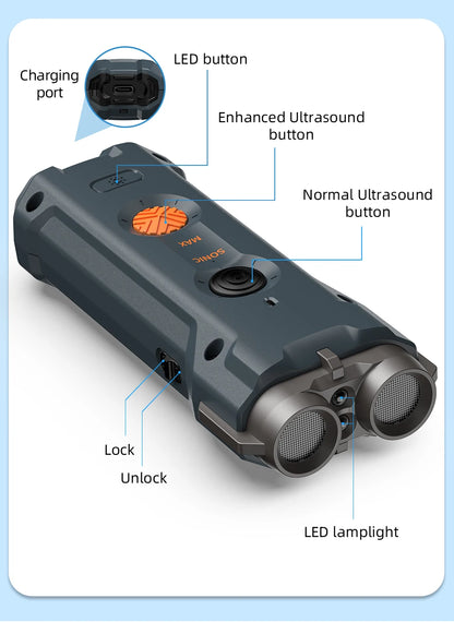 Ultrasonic Dog Repeller: Rechargeable Anti-Barking Device with LED Flashlight