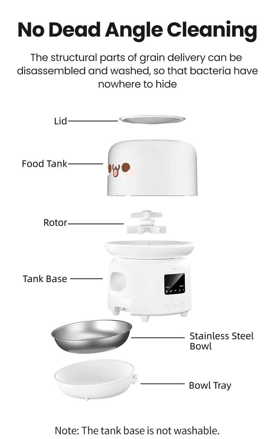 Wi-Fi Automatic Cat Feeder with Stainless Steel Bowl for Dry Food.