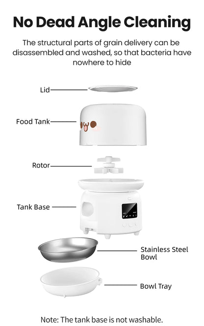 Wi-Fi Automatic Cat Feeder with Stainless Steel Bowl for Dry Food.