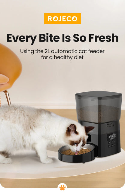 Button-Controlled Smart Automatic Cat Feeder for Kibble for Cats and Dogs.