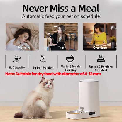 4L Automatic Cat Feeder for Dry Food for Cats and Dogs.