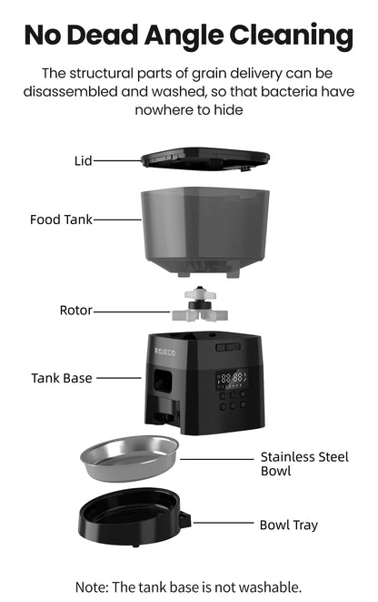 Button-Controlled Smart Automatic Cat Feeder for Kibble for Cats and Dogs.