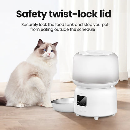 Wi-Fi Automatic Cat Feeder with Stainless Steel Bowl for Dry Food.